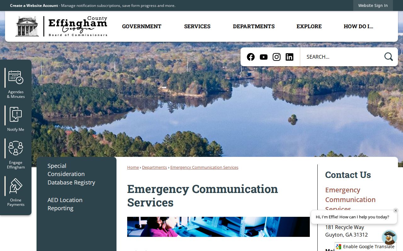 Effingham County arrest records emergency communications channel