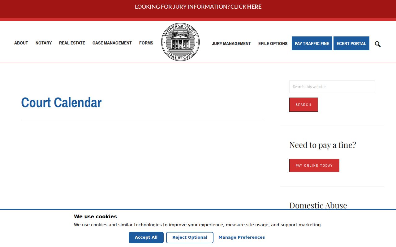 Effingham County criminal court case calendar interface