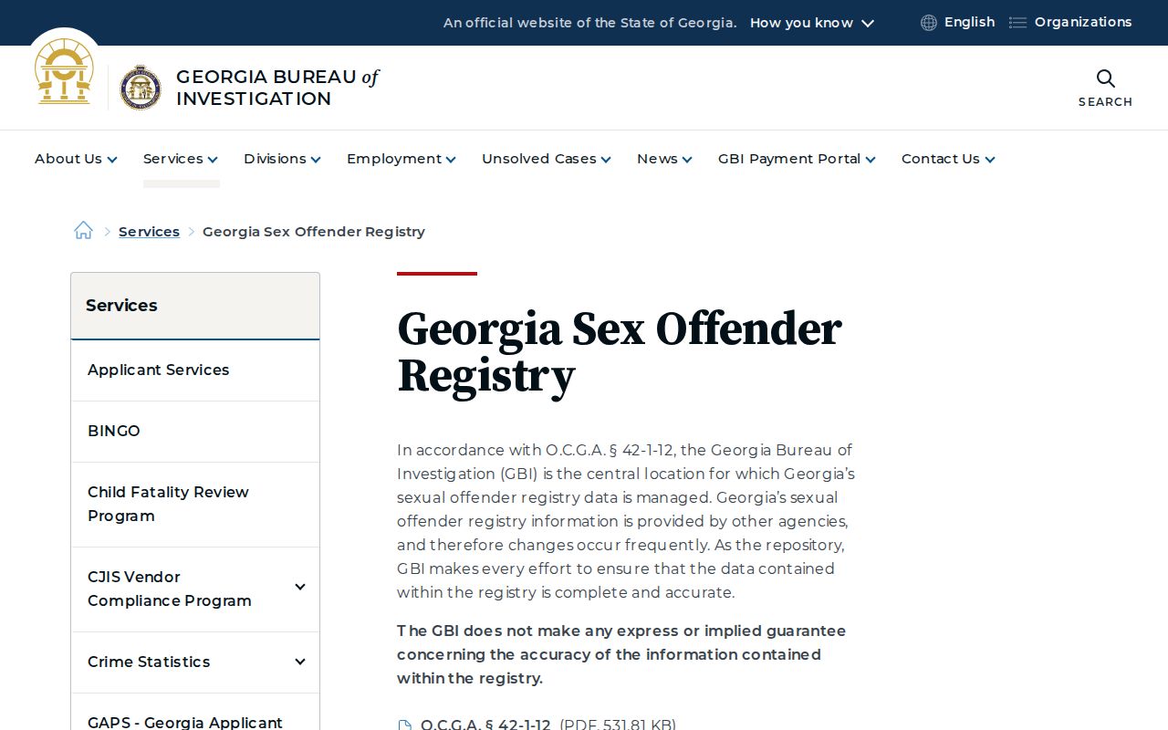 Effingham County sex offender check GBI registry information