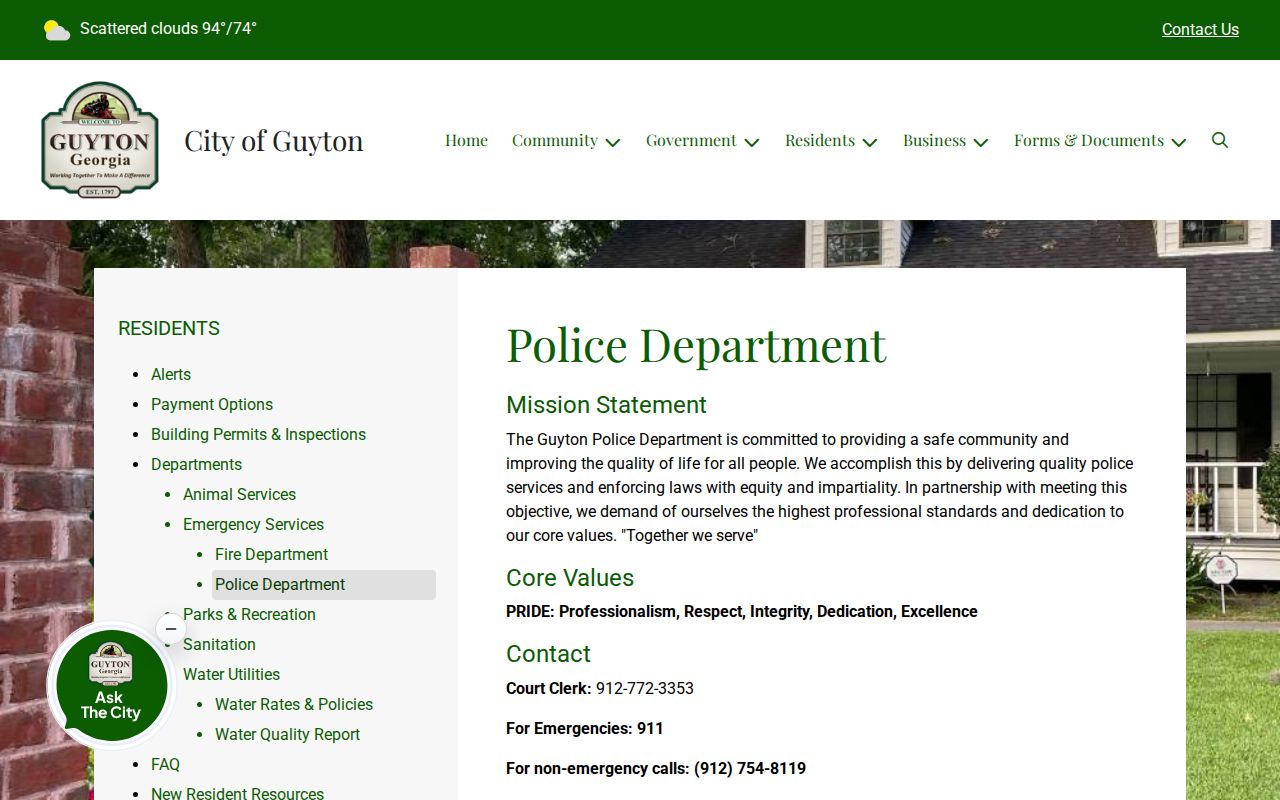 Guyton Police Department criminal history records
