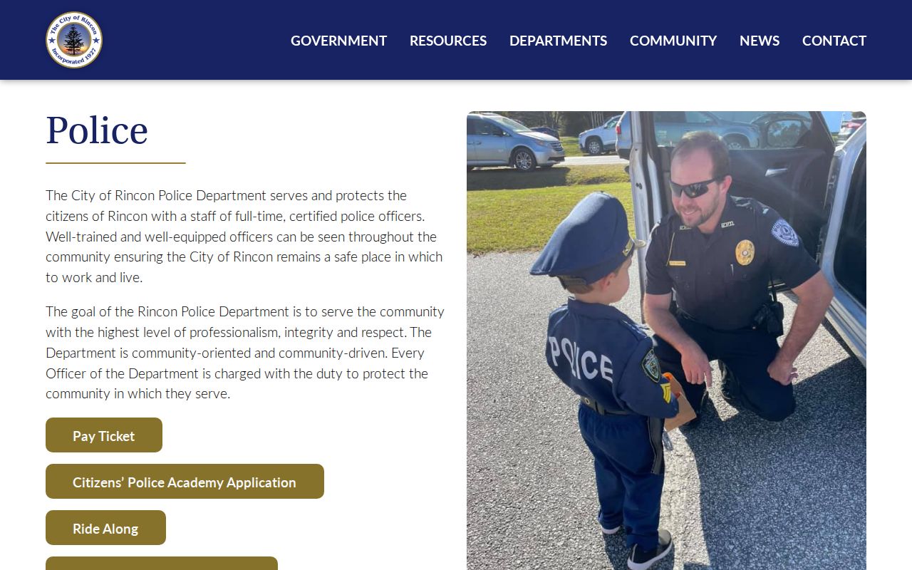 Rincon Police Department criminal records in Effingham County